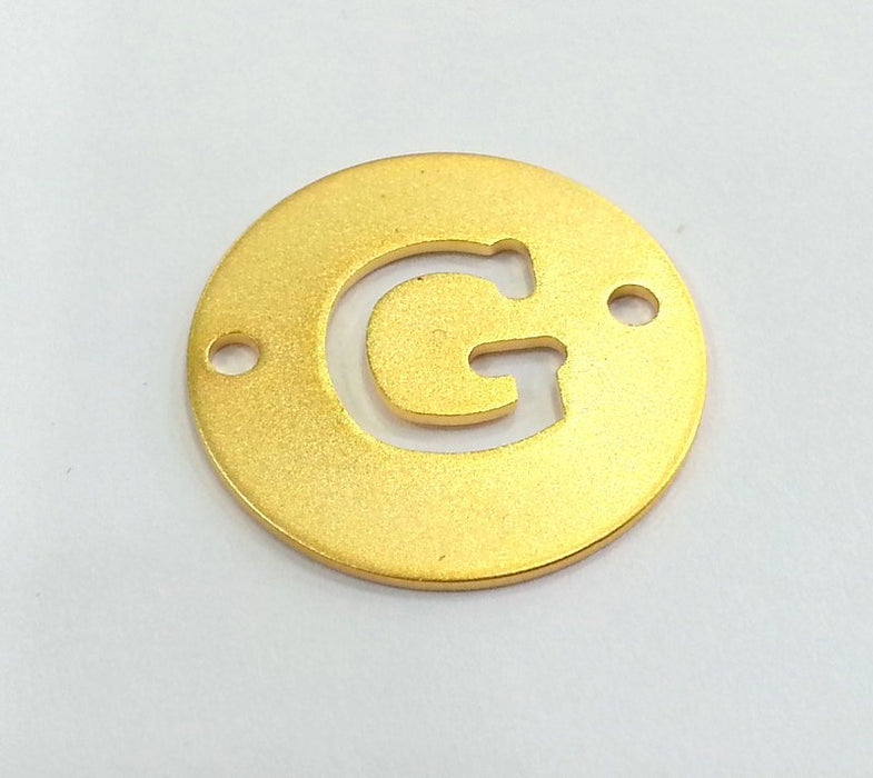 20mm   Letter G  Charm, Double Holes  Gold Plated Brass G2323