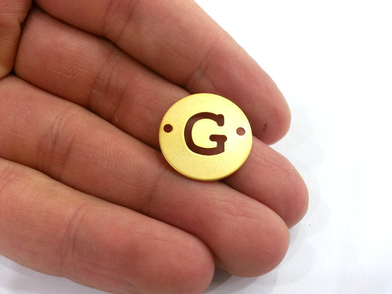 20mm   Letter G  Charm, Double Holes  Gold Plated Brass G2323