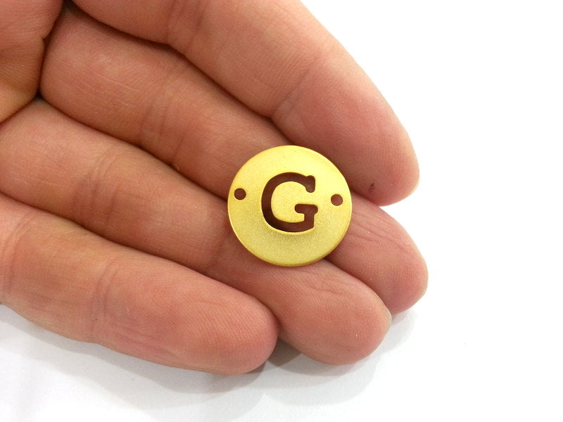 20mm   Letter G  Charm, Double Holes  Gold Plated Brass G2323