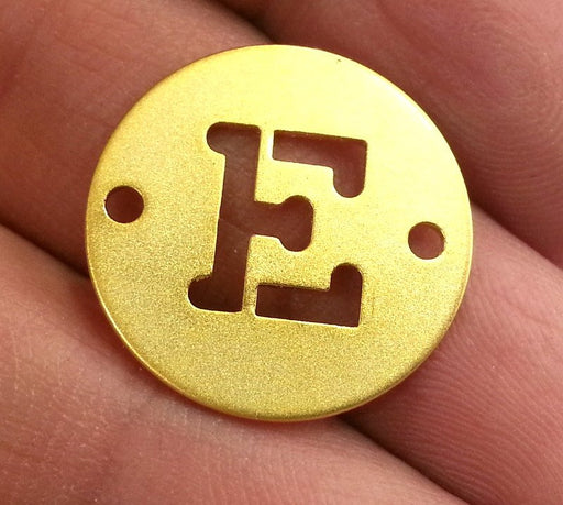 20mm   Letter E Charm, Double Holes , Gold Plated Brass  G2325