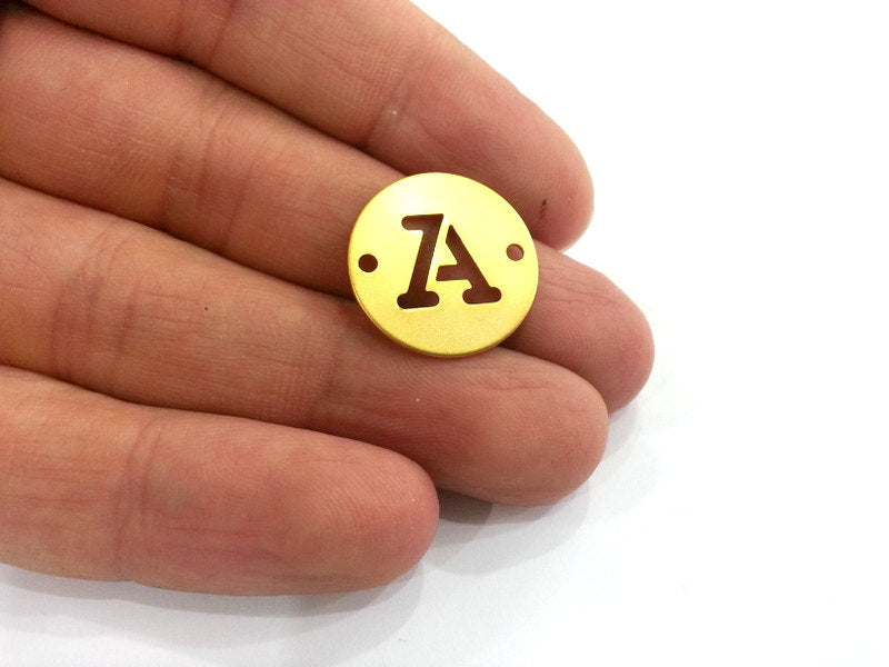 20mm   Letter A Charm Double Holes  , Gold Plated Brass G2326