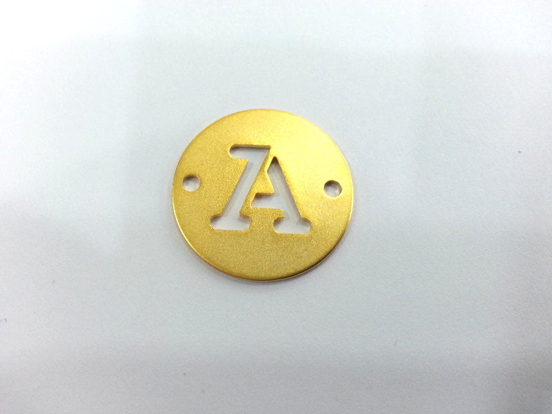 20mm   Letter A Charm Double Holes  , Gold Plated Brass G2326