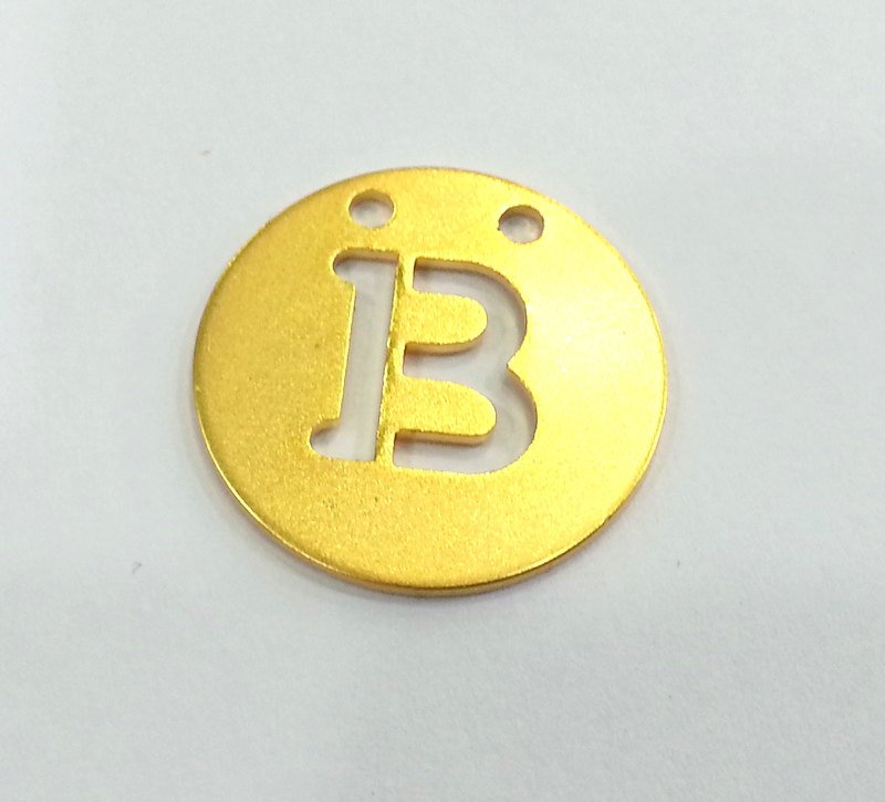 20mm   Letter B  Pendant , Gold Plated Brass G2331