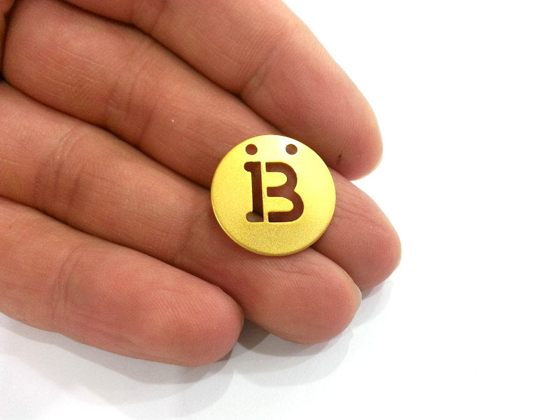 20mm   Letter B  Pendant , Gold Plated Brass G2331