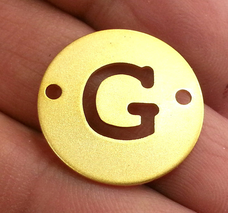 20mm   Letter G  Charm, Double Holes  Gold Plated Brass G2323