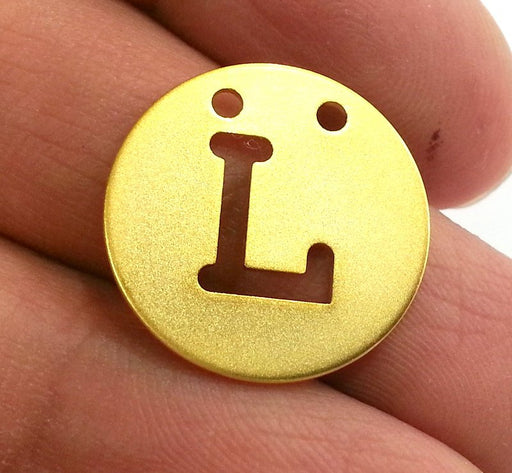 20mm   Letter L Charm  , Gold Plated Brass  G2328