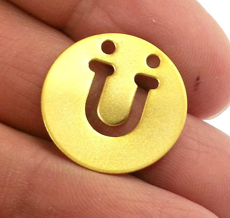 Gold Charms Letter U , Gold Plated Brass Pendant 20mm    G2330