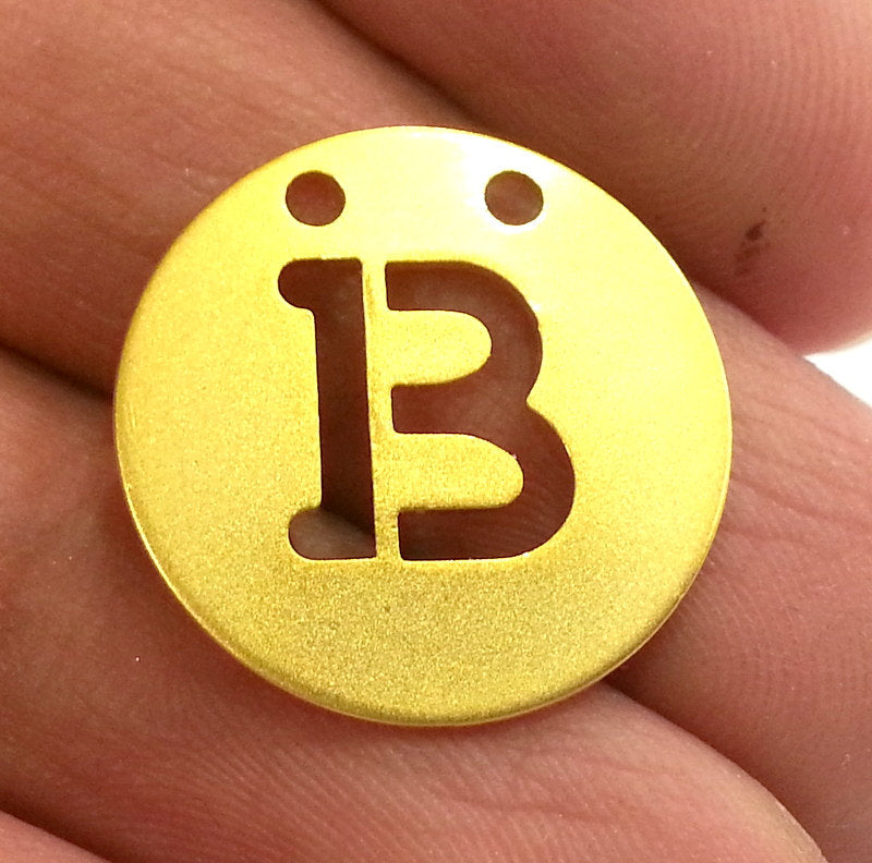 20mm   Letter B  Pendant , Gold Plated Brass G2331