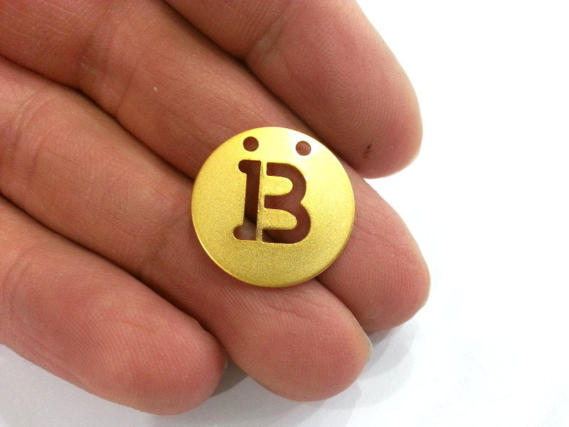 20mm   Letter B  Pendant , Gold Plated Brass G2331