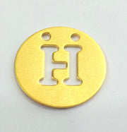 20mm   Letter H  Charm, Gold Plated Brass  G2332