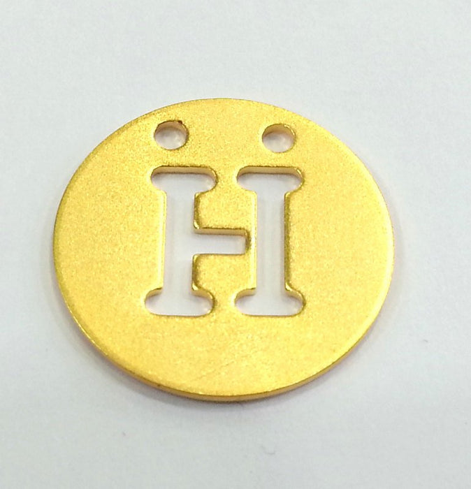 20mm   Letter H  Charm, Gold Plated Brass  G2332