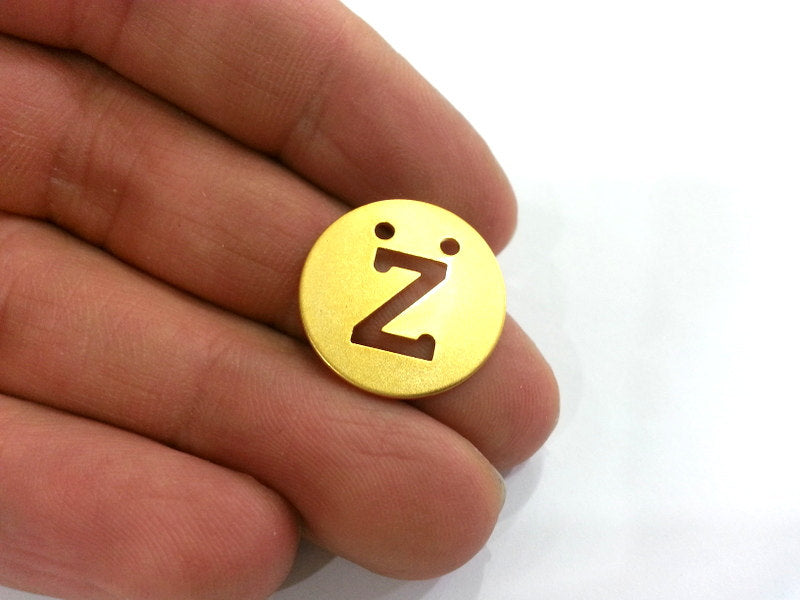 Gold Charms Letter Z  Gold Plated Brass 20mm    G2334