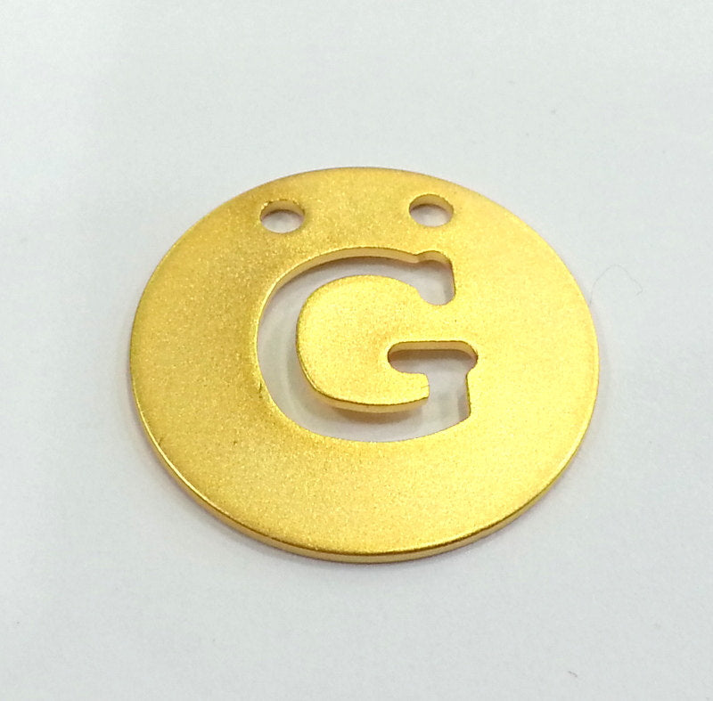 Gold Charms Letter G Charm,  Gold Plated Brass 20mm   G2338