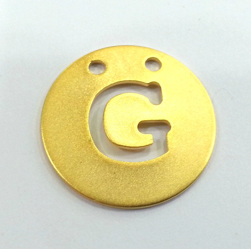 Gold Charms Letter G Charm,  Gold Plated Brass 20mm   G2338