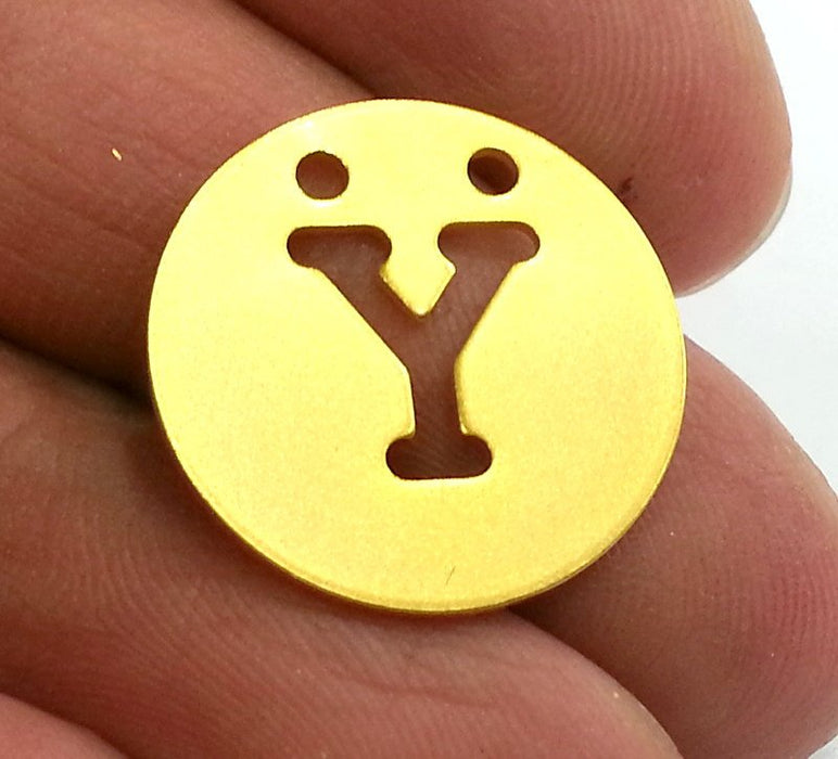 20mm   Letter Y Gold Plated Brass Pendant  G2339