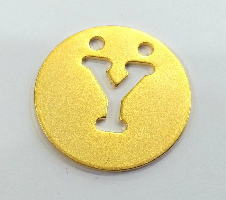 20mm   Letter Y Gold Plated Brass Pendant  G2339