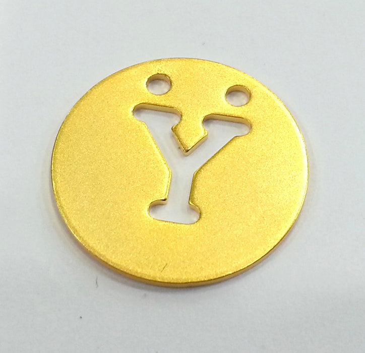 20mm   Letter Y Gold Plated Brass Pendant  G2339