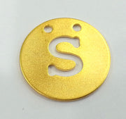 20mm   Letter S  Pendant Gold Plated Brass  G2341