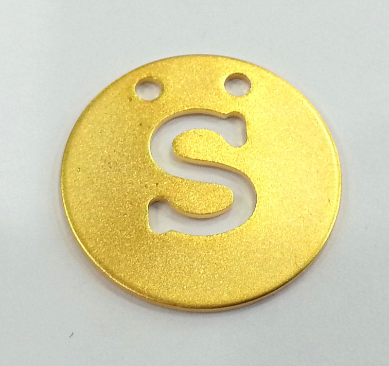 20mm   Letter S  Pendant Gold Plated Brass  G2341