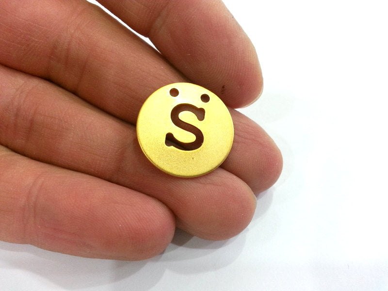 20mm   Letter S  Pendant Gold Plated Brass  G2341