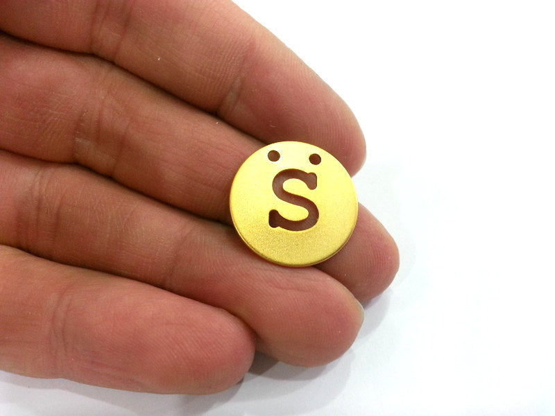 20mm   Letter S  Pendant Gold Plated Brass  G2341