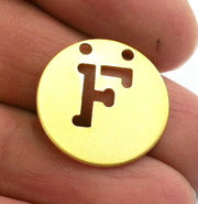 Gold Charms Letter F  , Gold Plated Brass 20mm   G2342