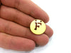 Gold Charms Letter F  , Gold Plated Brass 20mm   G2342