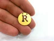 20mm   Letter R Pendant  , Gold Plated Brass G2343