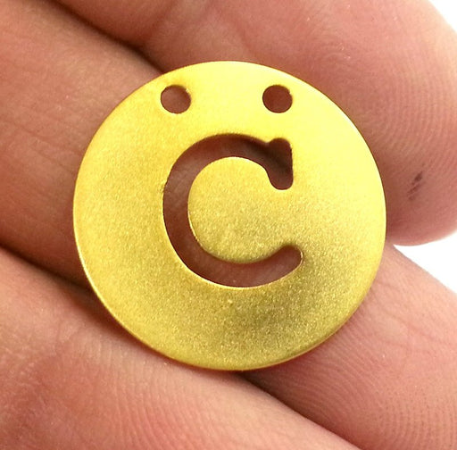 20mm   Letter C Pendant  ,   Gold Plated Brass G2345