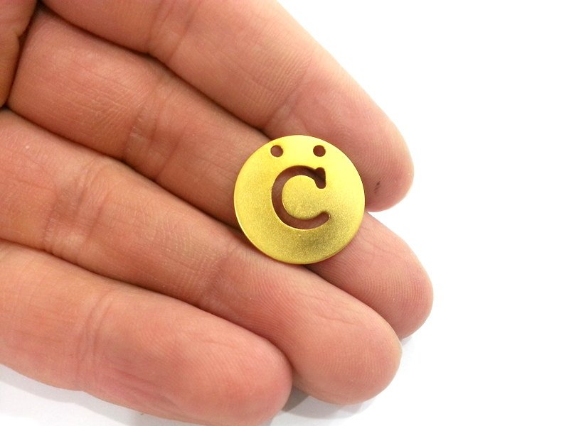 20mm   Letter C Pendant  ,   Gold Plated Brass G2345