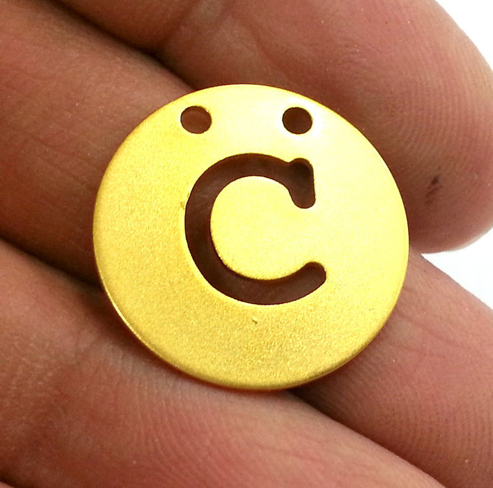 20mm   Letter C Pendant  ,   Gold Plated Brass G2345