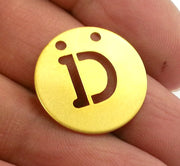 20mm   Letter D , Gold Plated Brass Charm G2346