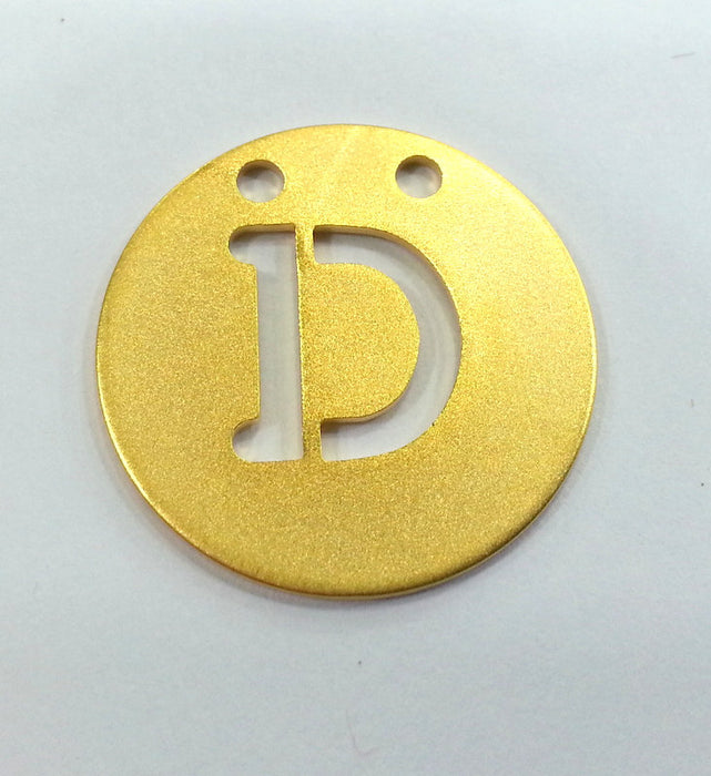 20mm   Letter D , Gold Plated Brass Charm G2346