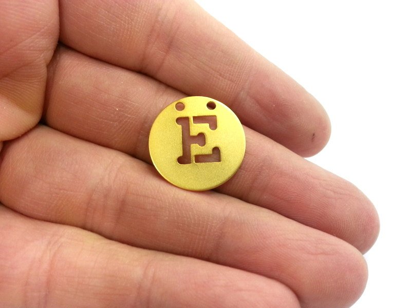 Gold Charms Letter E Charm Gold Plated Brass 20mm   G2347