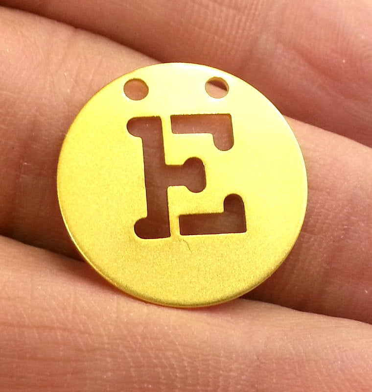 Gold Charms Letter E Charm Gold Plated Brass 20mm   G2347