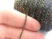 10 Meters-33 Feet  (3x2 mm.) Antique Chain , Gold and Black ,  Brass Soldered Cable  Chain G2349