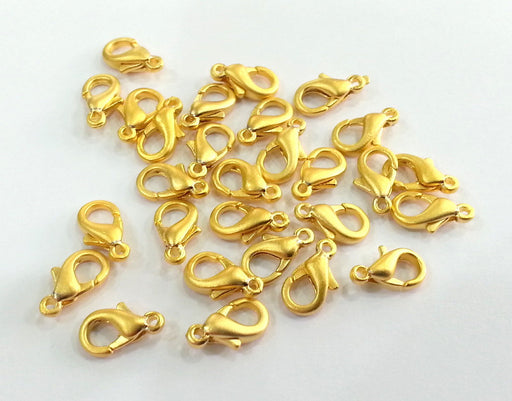 100 Lobster Clasps , Findings , 22K Gold Plated 100 Pcs. (10x6 mm) G9822