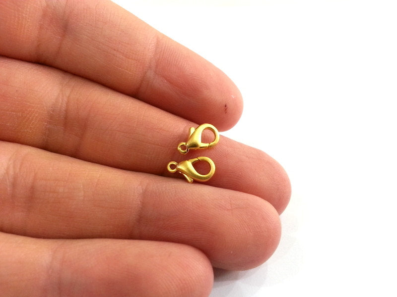 10 Pcs. (10x6 mm) Lobster Clasps , Findings, Gold Plated Metal   G9822