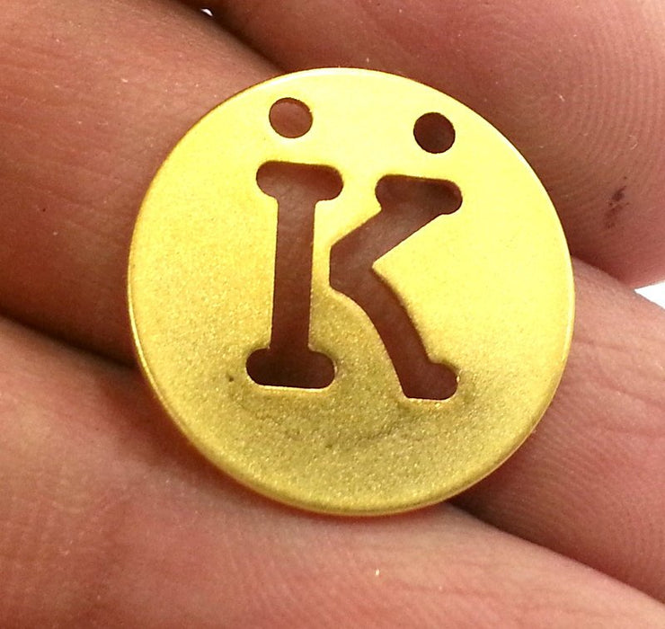 Gold Charms Letter K , Gold Plated Brass 20mm   G2335