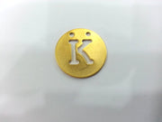 Gold Charms Letter K , Gold Plated Brass 20mm   G2335