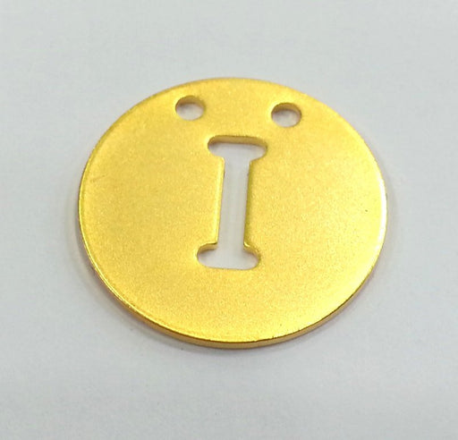 20mm  Letter I Pendant , Gold Plated Brass G2336