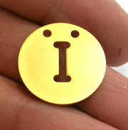 20mm  Letter I Pendant , Gold Plated Brass G2336