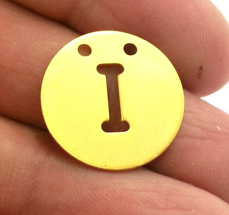 20mm  Letter I Pendant , Gold Plated Brass G2336