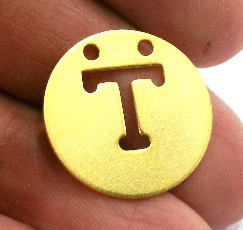 Gold Charms Letter T Charm ,  Gold Plated Brass 20mm  G2337