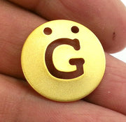 Gold Charms Letter G Charm,  Gold Plated Brass 20mm   G2338