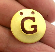 Gold Charms Letter G Charm,  Gold Plated Brass 20mm   G2338