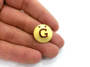 Gold Charms Letter G Charm,  Gold Plated Brass 20mm   G2338