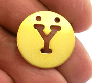20mm   Letter Y Gold Plated Brass Pendant  G2339