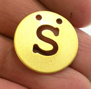 20mm   Letter S  Pendant Gold Plated Brass  G2341