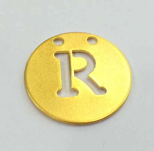 20mm   Letter R Pendant  , Gold Plated Brass G2343